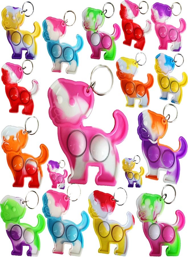 HOZKEAP 100 Packs Bulk Dog Mini pop Fidget Keychain Gifts for Boys and Girls Kids Birthday Party Favors Supplies and Classroom student Prize - Image 1